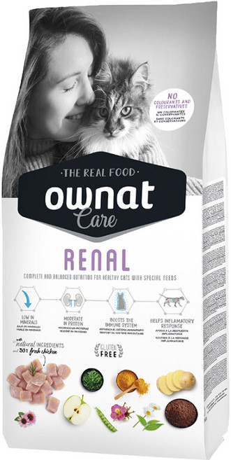 ownat 歐娜特 CARE系列 貓用 無麩質飼料 腎臟機能照護配方 新鮮放牧雞肉, kidney/heart/liver, 3000g, 1袋