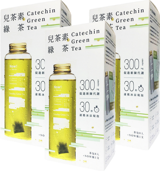 Teascovery 發現茶 兒茶素綠茶 茶包6g*8入+茶瓶 NOW瓶款6.3*19cm 500ml*1個, 6g, 8入, 3盒
