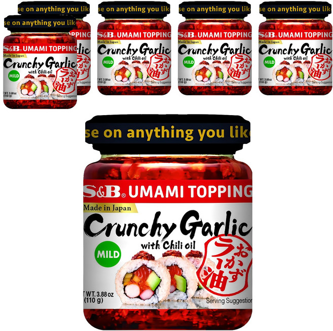 에스앤비 오카즈라유 우마미 토핑 크런치 갈릭 위드 칠리 오일, 110g, 6개