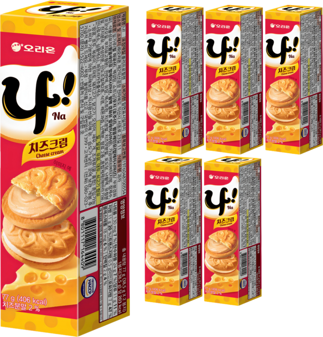 오리온 나 치즈크림, 77g, 6개