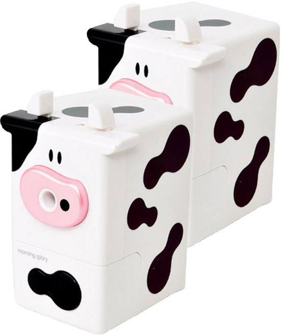 모닝글로리 연필깎이, 사각젖소, 2개