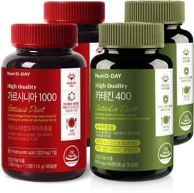 Nutri D-DAY 藤黃果萃取鮮活錠 1000mg 112顆入+兒茶素美體錠 400mg 60顆入, 2組