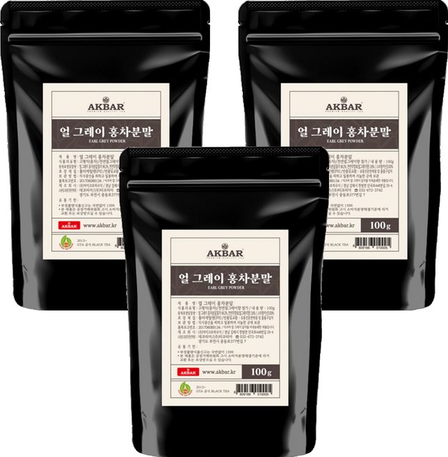 아크바 얼 그레이 분말, 3개, 1개입, 100g