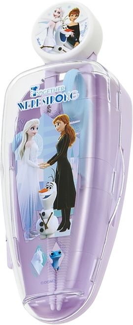 Skater ADXT1S 兒童右手學習筷 含收納盒 筷子140mm*1雙+收納盒136*65*45mm*1個, 冰雪奇緣 紫色, 1組