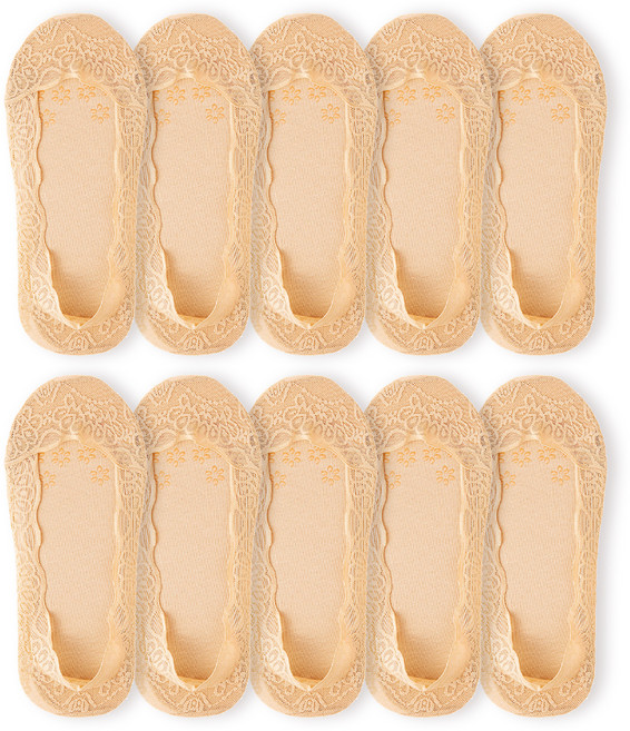 베이스알파에센셜 레이스 전체 실리콘 면 덧신 10켤레