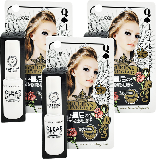 STAR KING 星之冠 皇后假睫毛膠-透明白膠, 白色, 3瓶
