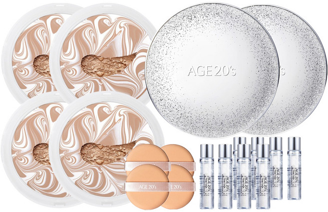 AGE20'S 閃光盒 + 補充裝 12.5g x 2p + 安瓿 10ml x 4p, 白色米色(21號), 2組