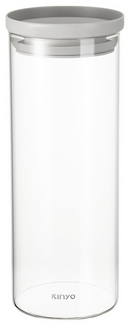 Kinyo 安心疊耐熱玻璃儲物罐 KSC-1150GY 灰色, 1.5L, 1個
