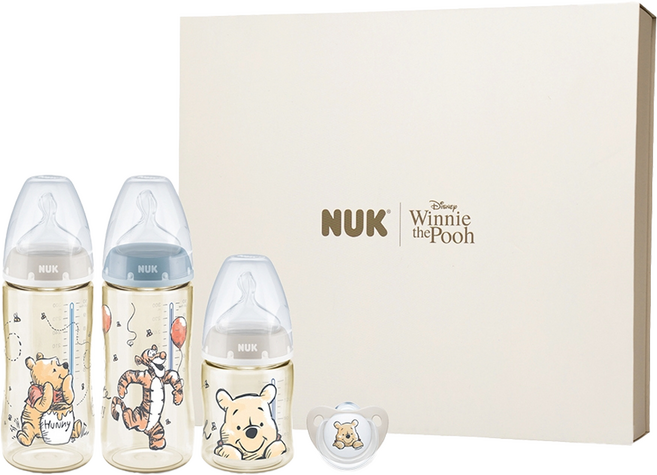 NUK x Disney聯名 新生兒禮盒 (迪士尼 PPSU 感溫奶瓶 矽膠安撫奶嘴), 小熊維尼, 1組