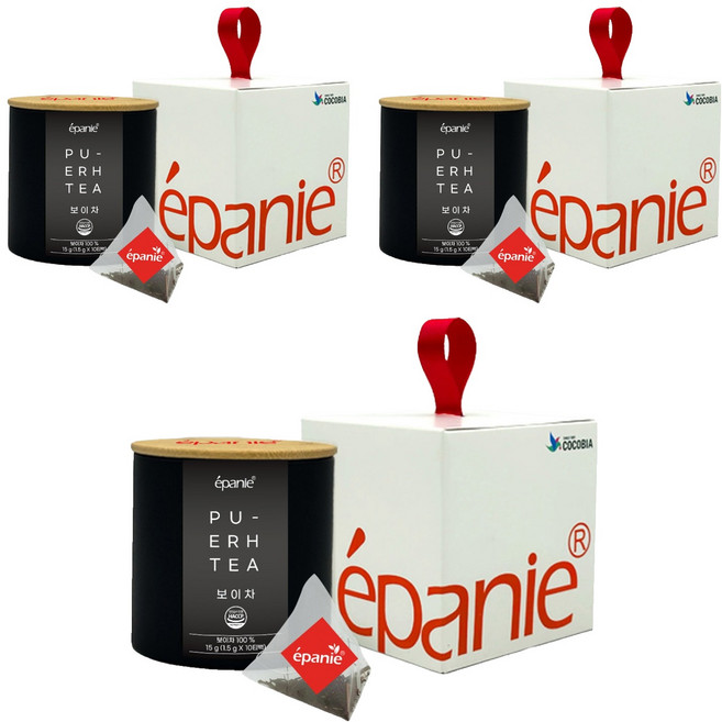 에빠니 보이차 지관 티백 + 선물상자 세트, 1.5g, 3개, 10개입