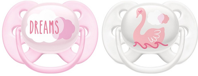 PHILIPS 飛利浦 AVENT 新安怡 柔軟安撫奶嘴2入組, 0~6個月, 粉色 + 白色, 1組