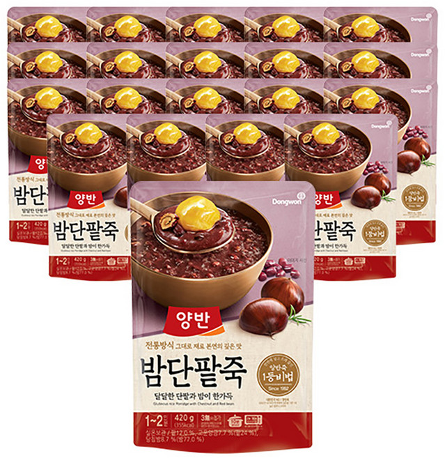 양반 밤단팥죽 파우치, 420g, 20개