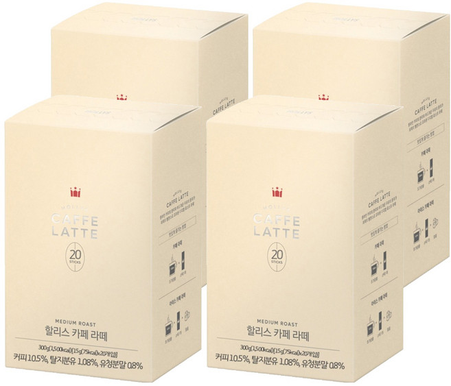 HOLLYS 咖啡拿鐵沖泡粉隨身包, 15g, 20條, 4盒