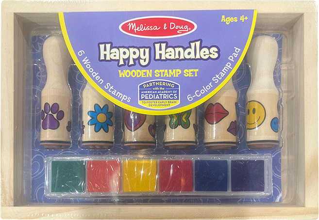 Melissa&Doug 瑪莉莎 勞作印章長柄印章 標準組, 繽紛花漾 多色, 1組