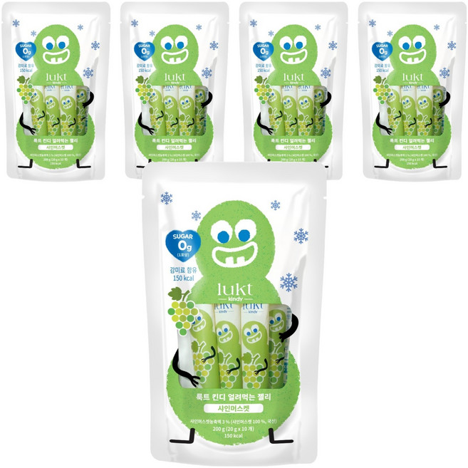 LUKT 킨디 얼려먹는 젤리 10p, 200g, 5개, 샤인머스켓