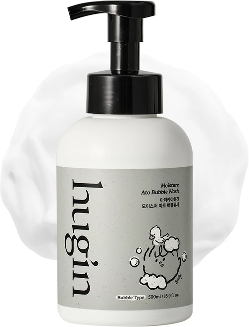 허긴 유아용 모이스처 아토 약산성 올인원 대용량 버블워시 거품형 무향, 500ml, 1개 - 쿠팡