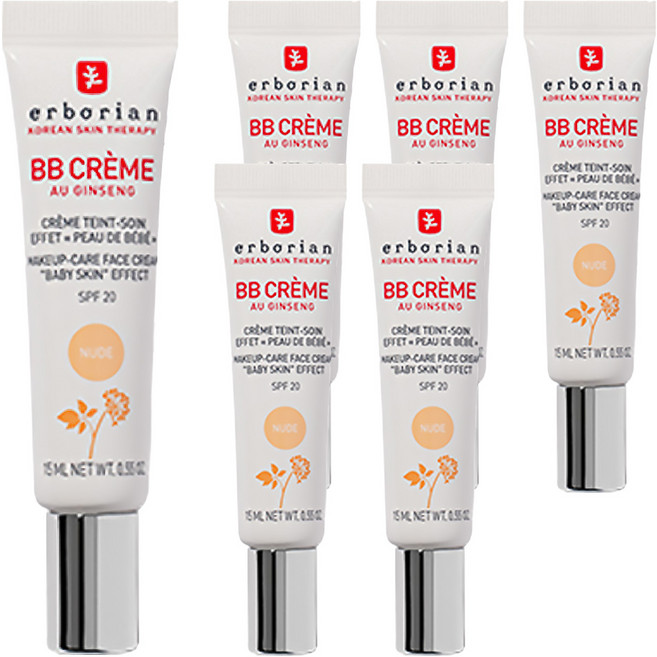 에르보리앙 BB 크림 SPF20, 누드, 15ml, 6개