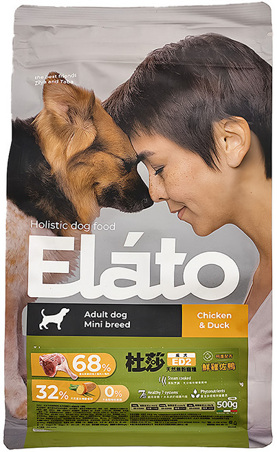 Elato 杜莎 成犬 天然無榖犬糧呵護配方 鮮雞佐鴨 小型犬, 500g, 1袋