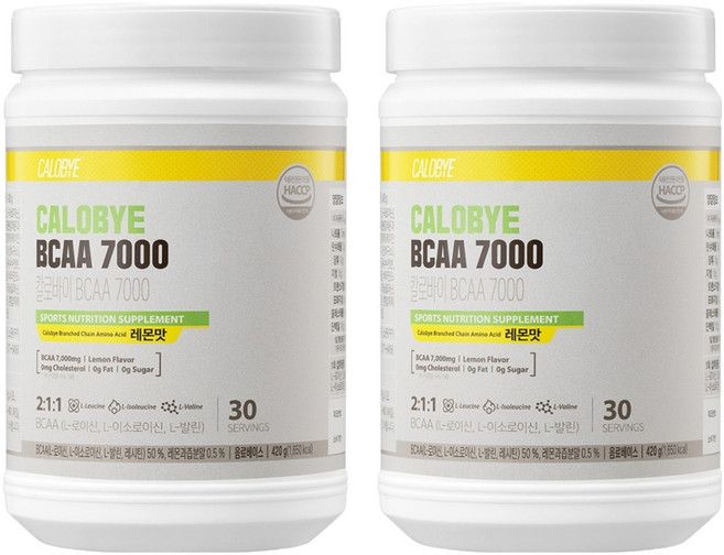 칼로바이 BCAA 7000 부스터 필수아미노산 헬스 보조제 레몬맛, 2개, 420g