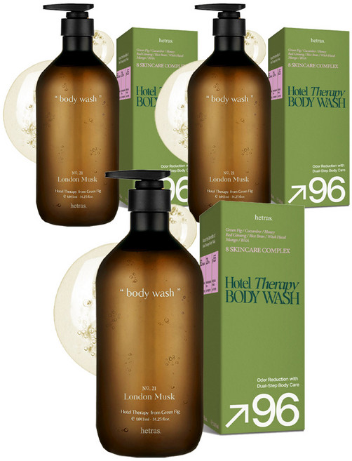 hetras. 飯店療癒系列大容量沐浴露 No.21 倫敦麝香, 1.013L, 3個
