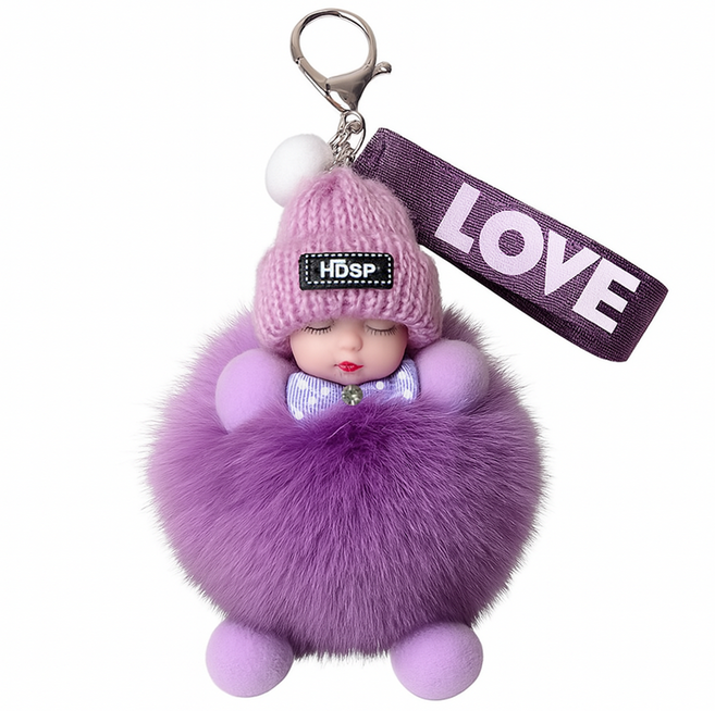 올웨일리 인형 털방울 페이크퍼 키홀더 키링 TSP1543, NO 4, 1개