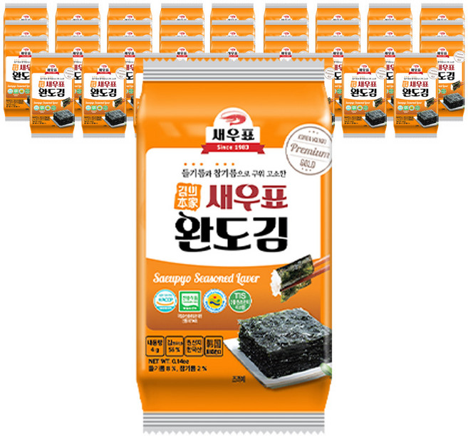 새우표 완도 프리미엄 도시락김, 4g, 36개