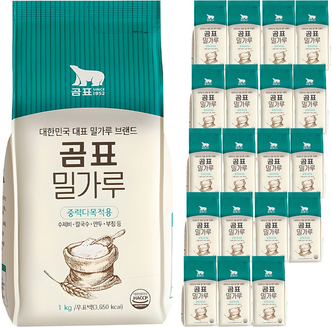 곰표 중력다목적용 밀가루, 1kg, 20개