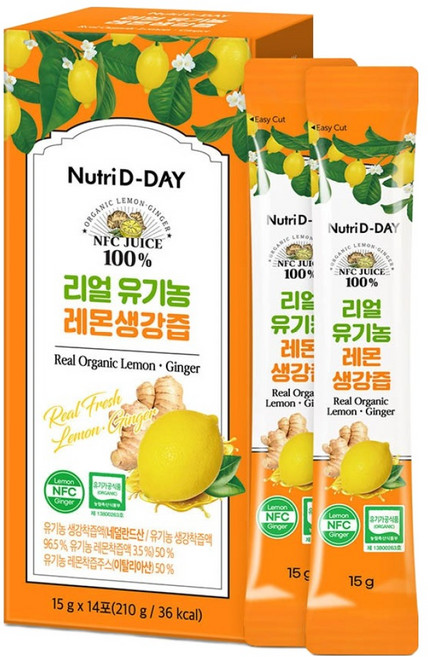 뉴트리디데이 리얼 NFC 유기농 레몬생강즙 100% 14포, 210g, 1개