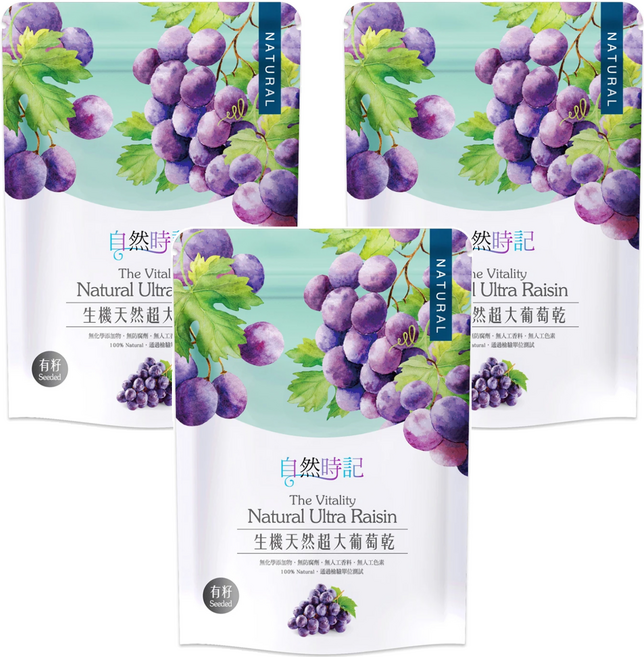 Nature Time 自然時記 超大有籽葡萄乾, 200g, 3包