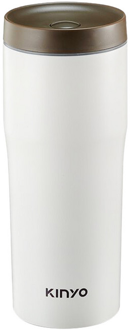 Kinyo 304不鏽鋼車用保溫杯, 白色 + 棕色, 480ml, 1個