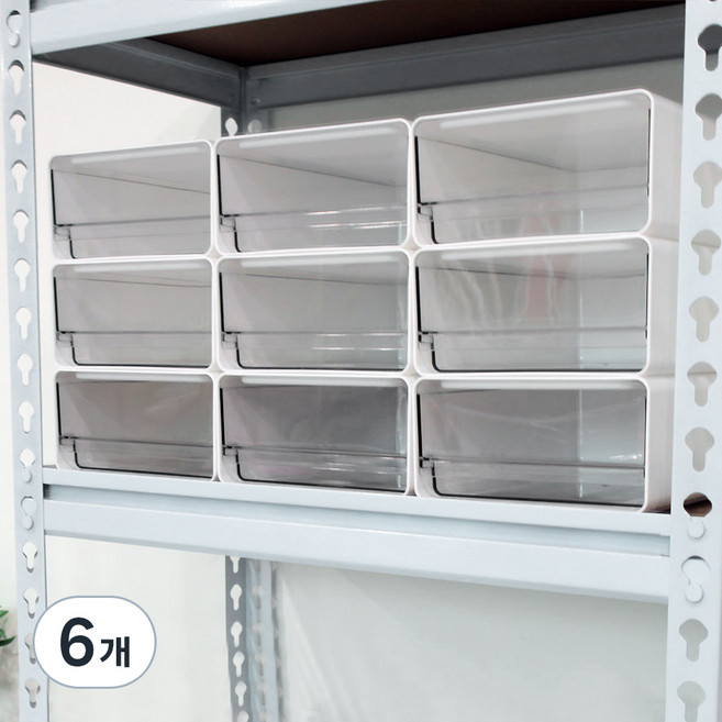 마켓플랜 콤비 다용도 적층 슬라이딩 펜트리 수납함, 투명, 6개