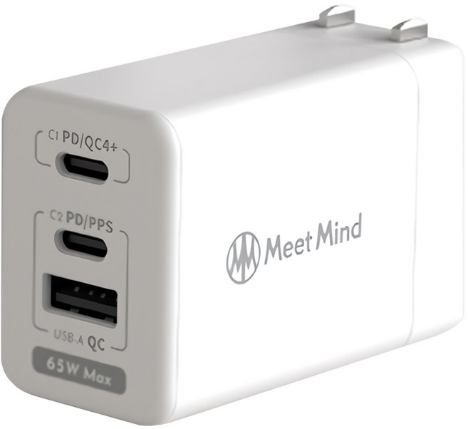 Meet Mind 氮化鎵超快速充電器 GAN05-65W 64 x 29.5 x 41.4cm 104g, 白色, 1個
