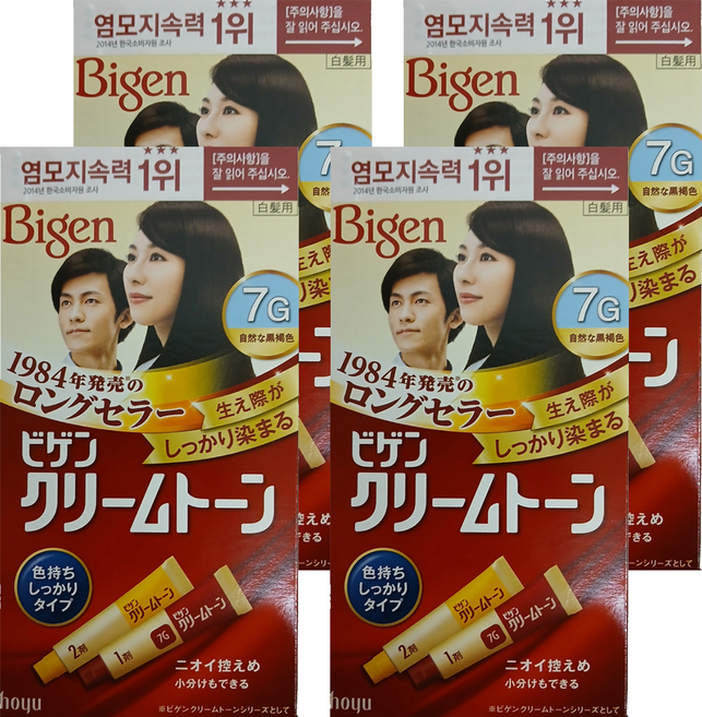 비겐 크림톤 염색제 40g, 7G자연흑갈색, 4개