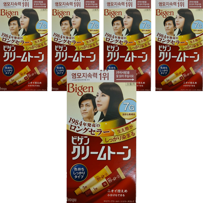비겐 크림톤 염색제 40g, 7G자연흑갈색, 5개