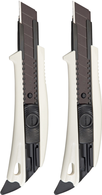 TaJIma 田島 彩色 DORAFIN 自動固定式 美工刀 DFC510N/GW, 白色, 2支