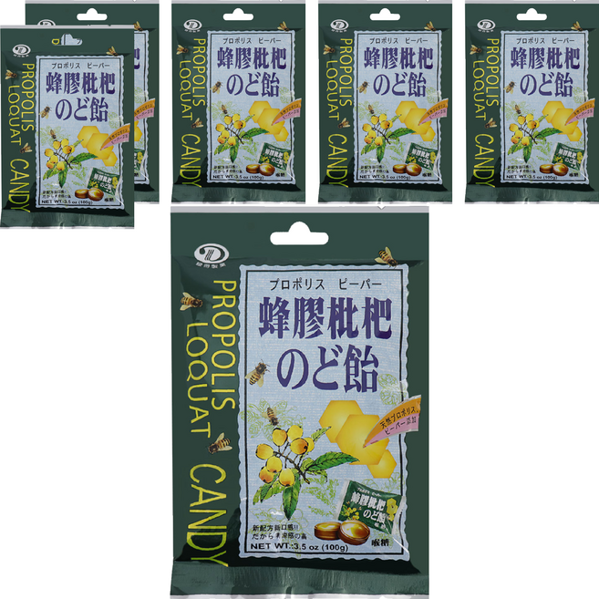 綠得製菓 蜂膠枇杷喉糖, 100g, 6盒