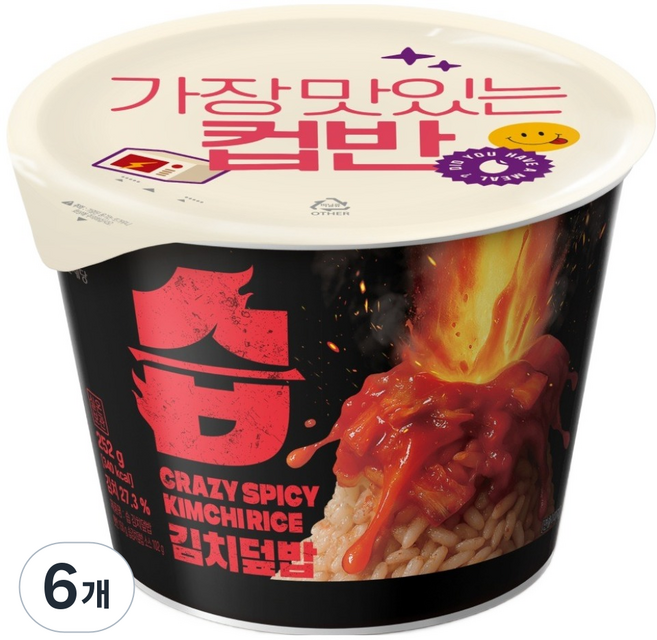 CJ제일제당 습 김치덮밥 컵밥, 6개, 252g
