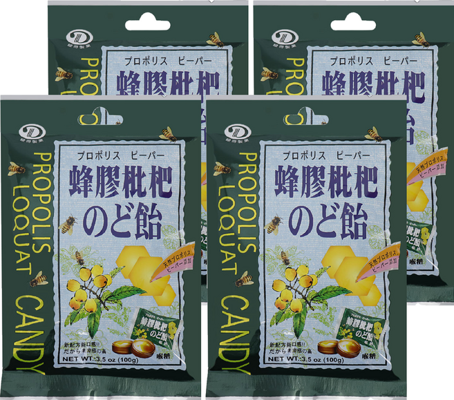 綠得製菓 蜂膠枇杷喉糖, 100g, 4盒