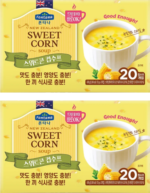 폰타나 뉴질랜드 스위트콘 컵수프, 400g, 2개