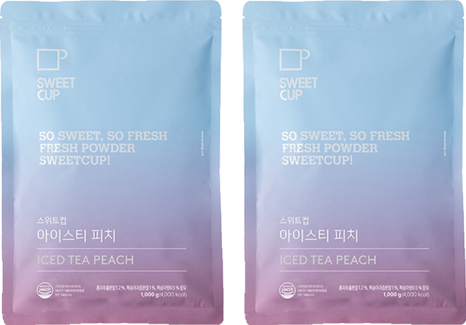 스위트컵 아이스티 피치 파우더, 2개, 1kg, 1개입