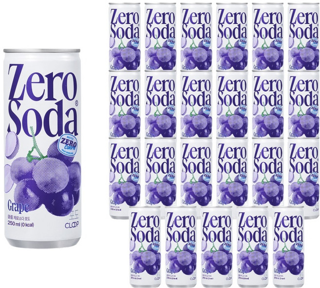 클룹 제로소다 포도, 250ml, 24개