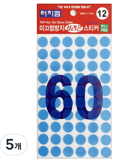 터치엠 미끄럼방지 실리콘 스티커 60p, 5개, 투명
