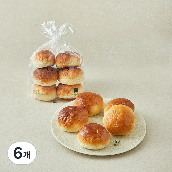 도제식빵 탕종 플레인 모닝빵 6개입, 210g, 1개입, 6개