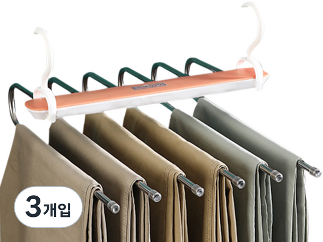 더벨라 옷장 행거 공간정리 접이식 가로 고급형 스텐 6단 옷걸이, 레드, 3개