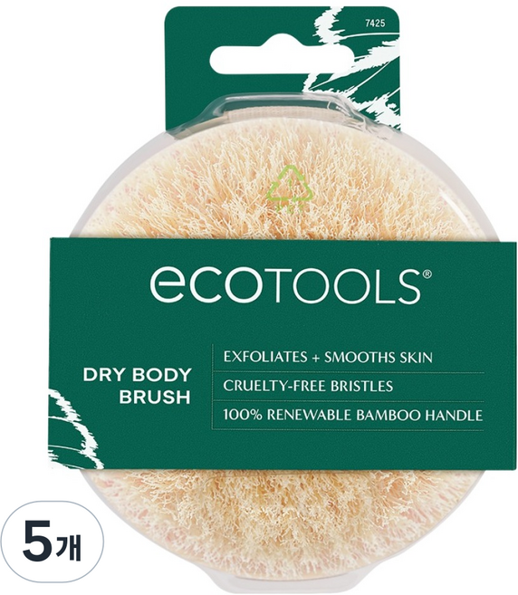 ecoTOOLS 乾式身體刷, 木色, 1入, 5個