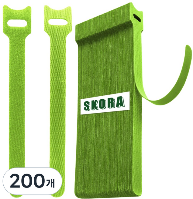 스코라 식물용 찍찍이 타이 스티커 형광 그린 15cm, 200개