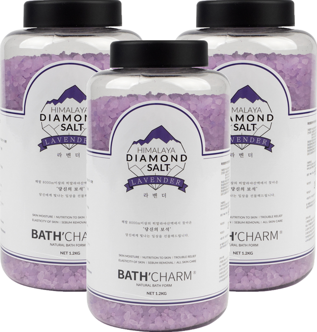 바스참 히말라야 다이아몬드솔트 입욕제 라벤더, 1.2kg, 3개
