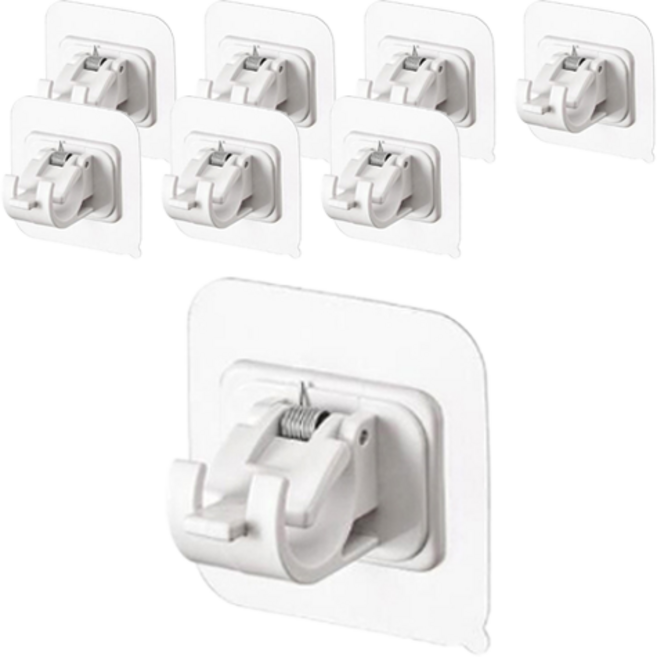 피키픽스 벽면 접착식 무타공 스프링 커튼봉 홀더, 화이트, 8개