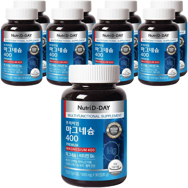 뉴트리디데이 프리미엄 마그네슘 400, 90정, 9개