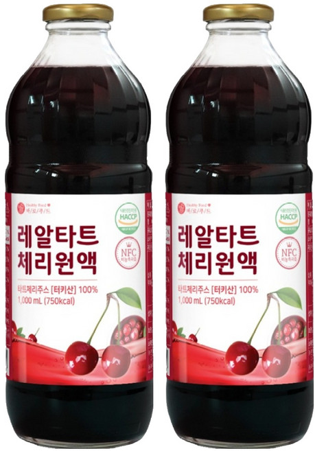 바로푸드 레알 타트체리 원액, 2개, 1L